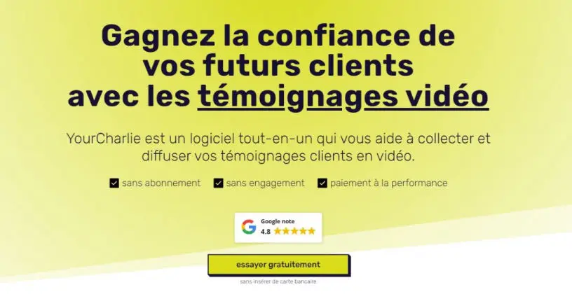 Faites des témoignages client en video avec YourCharlie